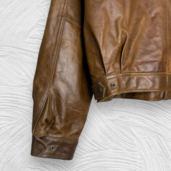 Vintage 90s Adler chestnut brown full zip dad style leather jacket size L - Picture 11 of 14